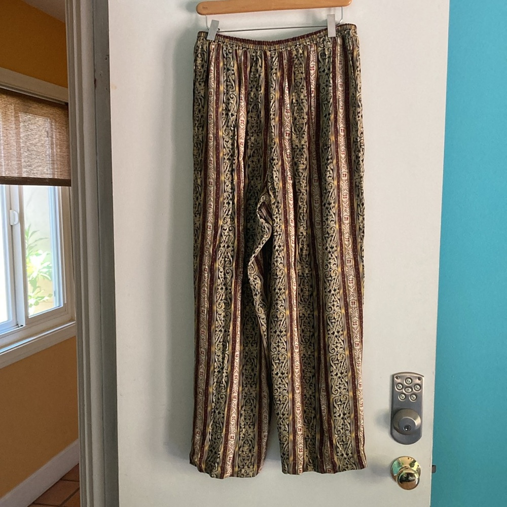 Options Melrose Women Size L Multicolor Pattern Pull On Hi Rise Crop Casual Pant - Picture 5 of 8